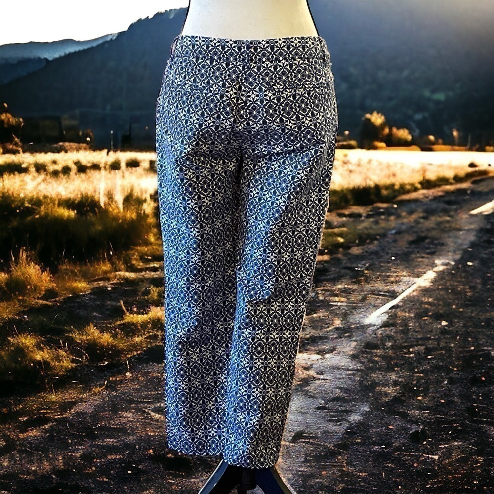Katherine Barclay Montreal Womens Pants Size 4 Blue White Paisley